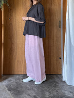 qiri / sashiko jacquard gather wide pants (ピンク)