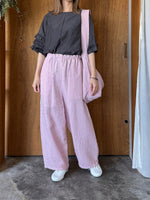 qiri / sashiko jacquard gather wide pants (ピンク)