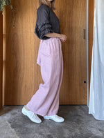 qiri / sashiko jacquard gather wide pants (ピンク)