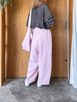 qiri / sashiko jacquard gather wide pants (ピンク)