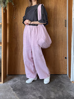 qiri / sashiko jacquard gather wide pants (ピンク)
