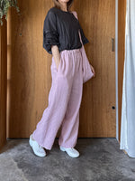 qiri / sashiko jacquard gather wide pants (ピンク)