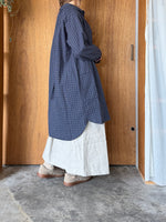 Vlas Blomme / Glen Check Seesucker 2Wayチュニックシャツ(Navy)