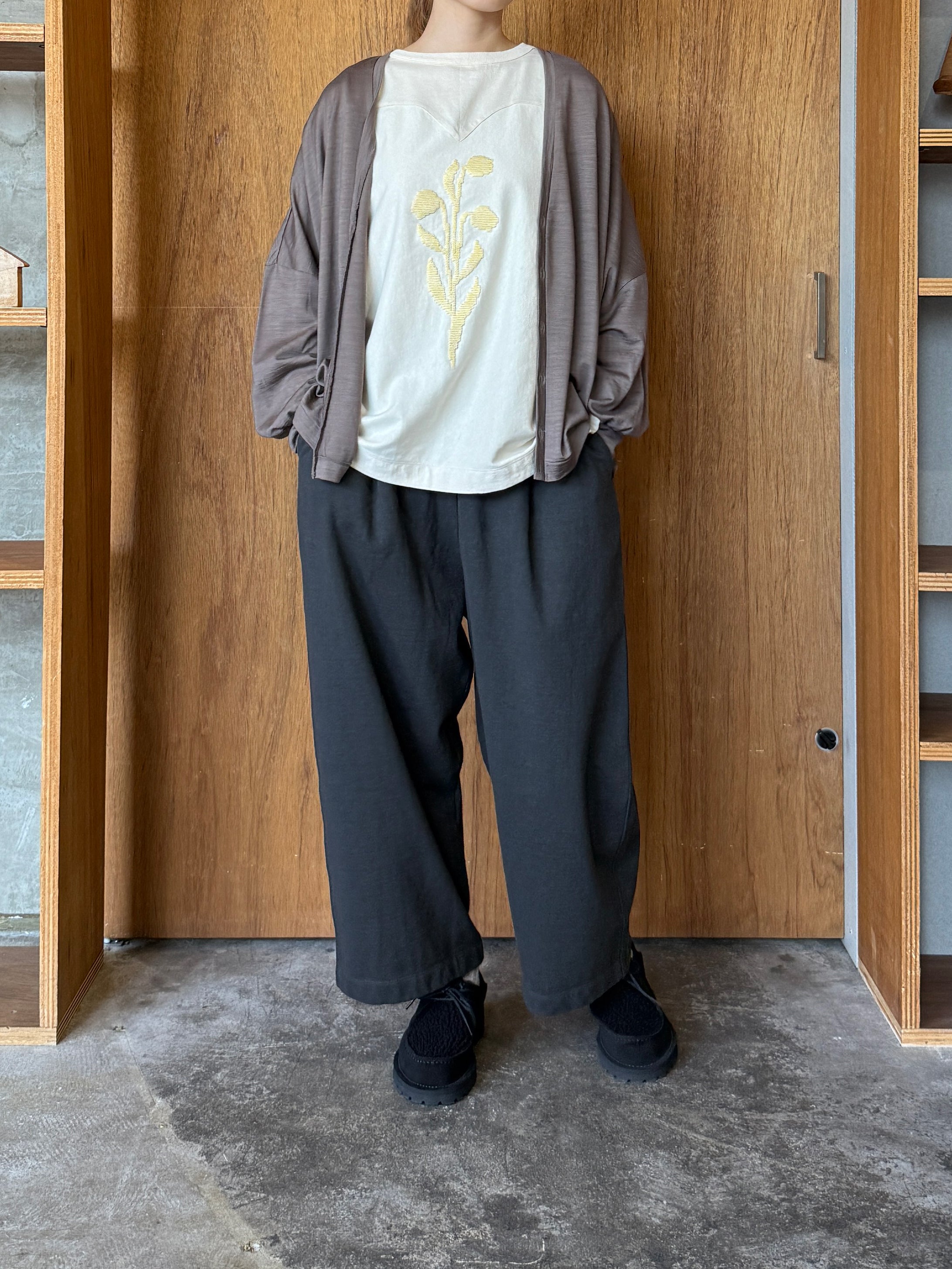 UNIVERSAL TISSU / ウォッシャブルウール天竺 ワイドカーディガン（モカ）