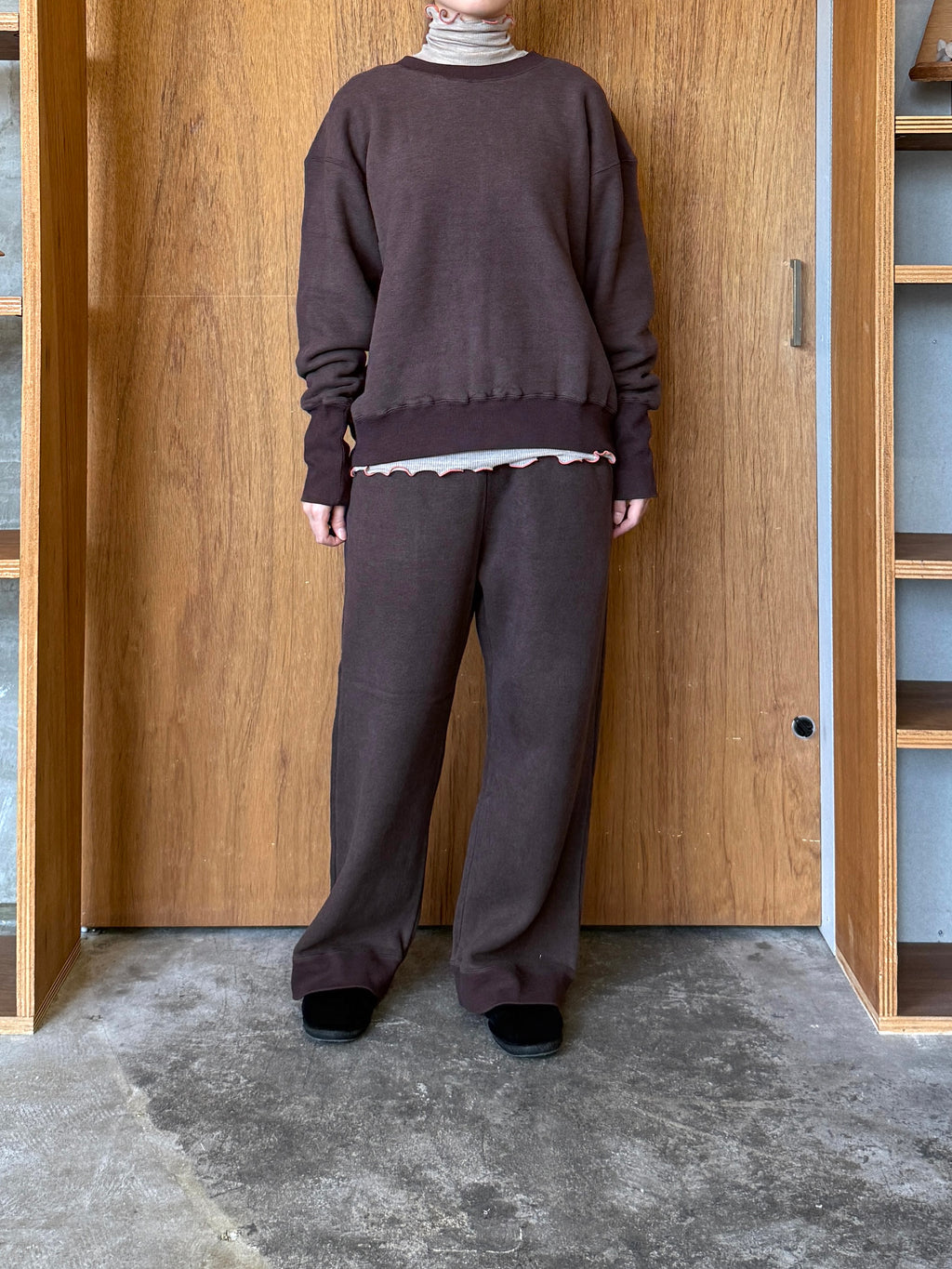 suzuki takayuki / sweat pants wide-straight（burnt sienna）