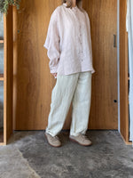 Vlas Blomme / C/L Twill ムラ染め ワイドダーツパンツ(L.Beige)