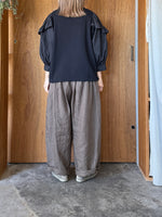 TISSU / フレンチリネン 東炊きストライプ ギャザータックPT（モカ）