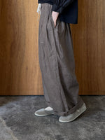 TISSU / フレンチリネン 東炊きストライプ ギャザータックPT（モカ）