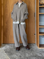 TISSU / オリジナルウールヘリンボン ハーフジップブルゾン（ベージュヘリンボン）