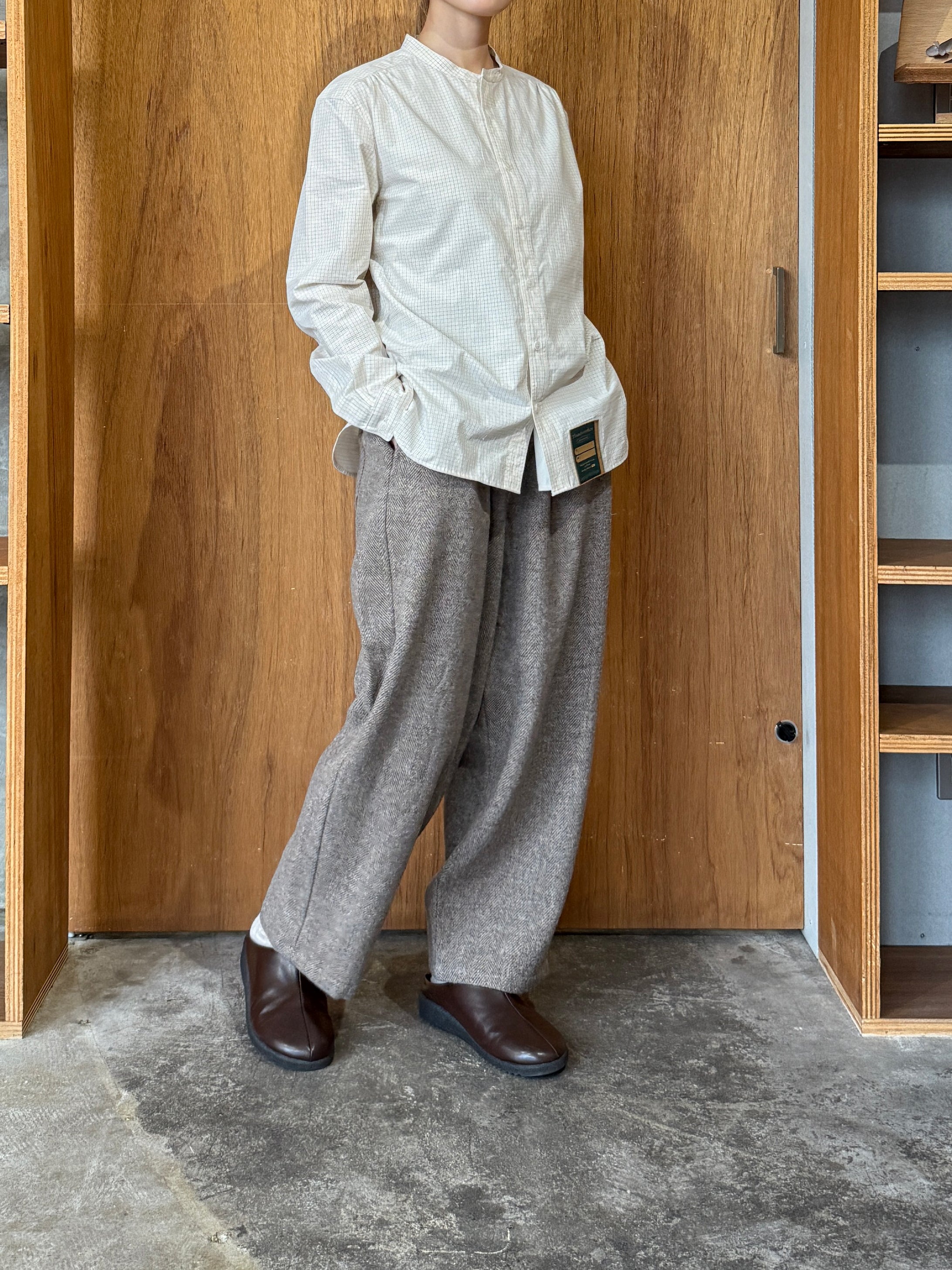 TISSU / オリジナルウールヘリンボン バルーンPT（ベージュヘリンボン）