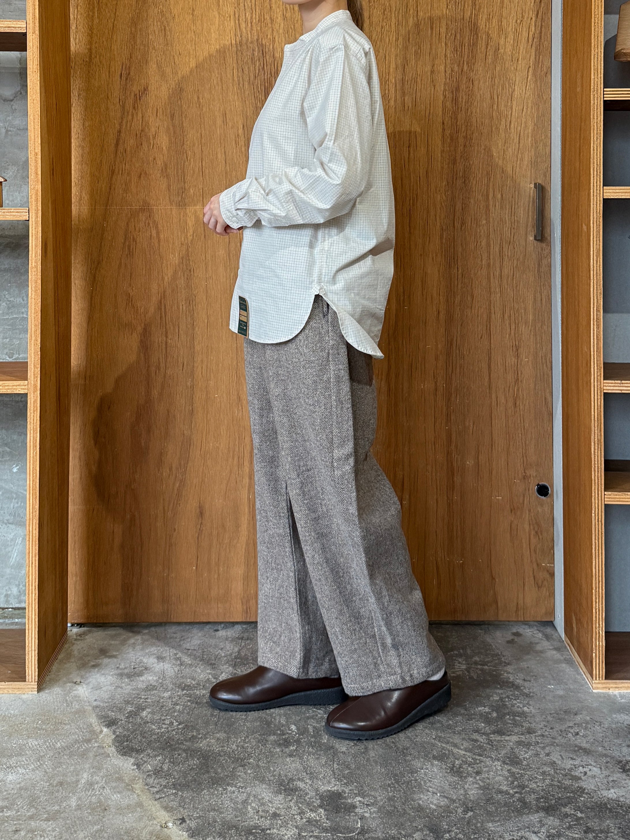 TISSU / オリジナルウールヘリンボン バルーンPT（ベージュヘリンボン）