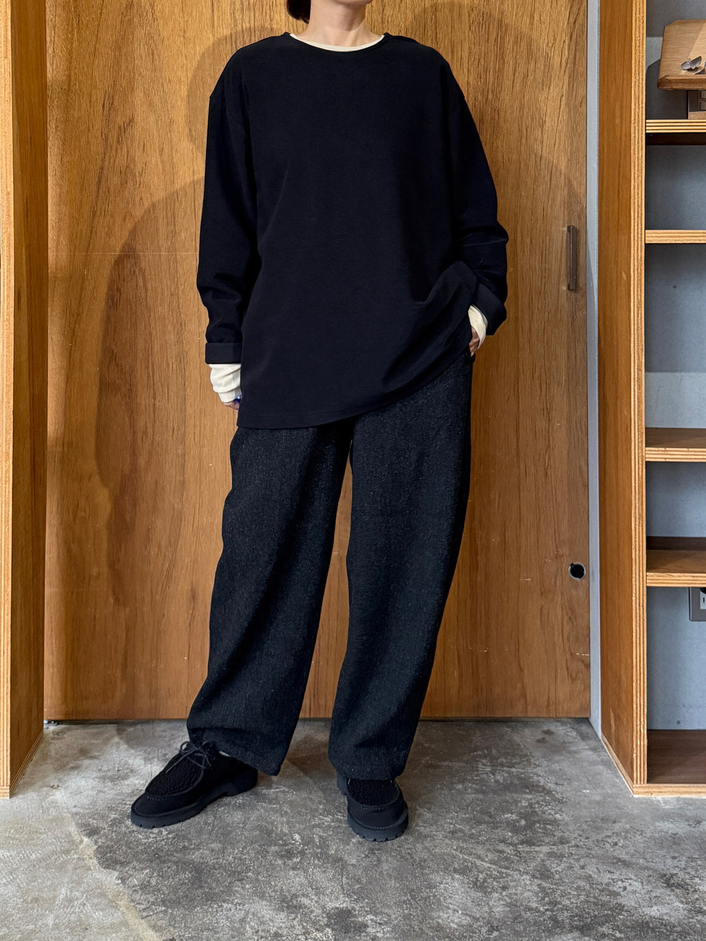 TISSU / オリジナルウールヘリンボン バルーンPT（クロヘリンボン）