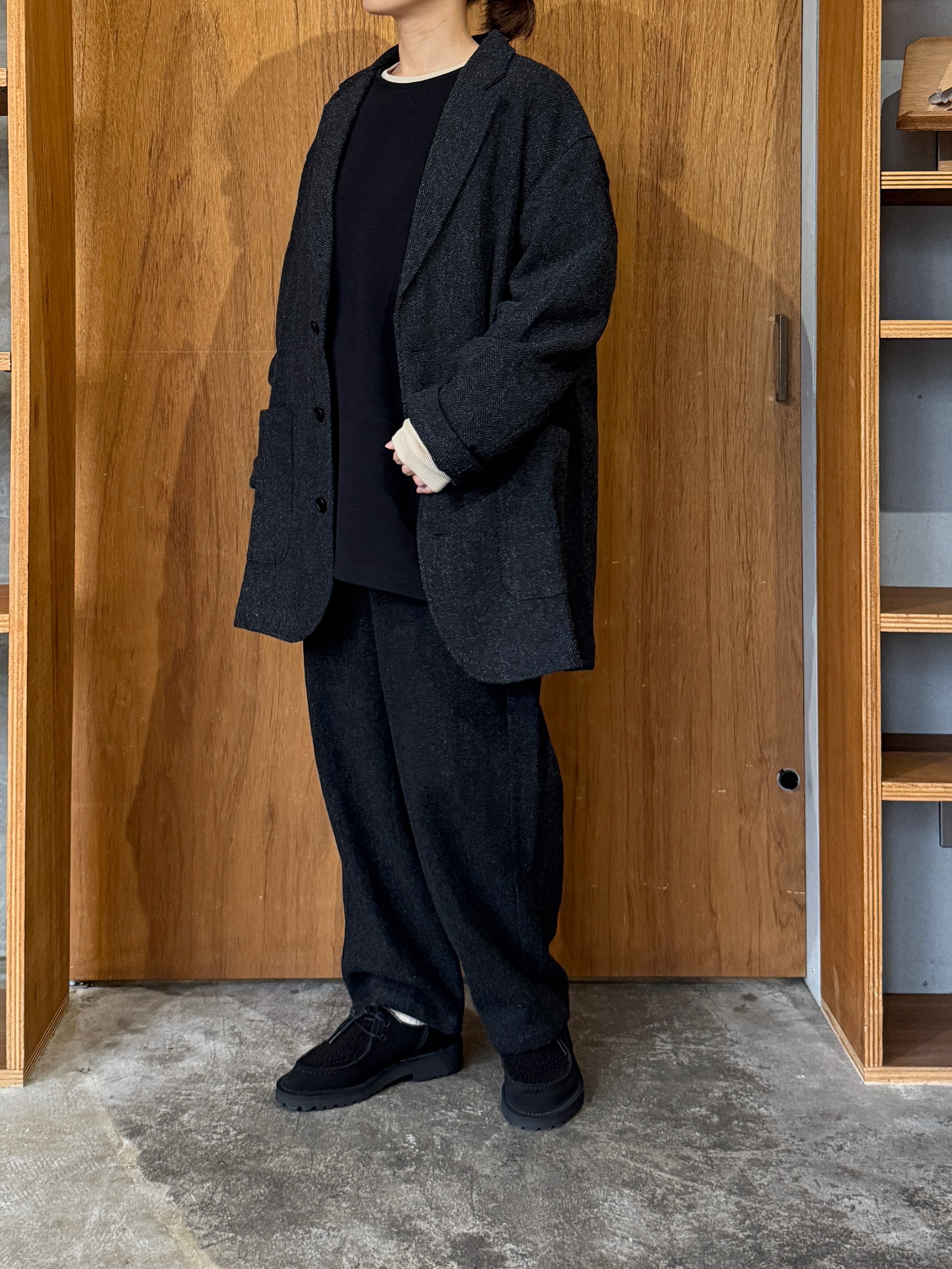 TISSU / オリジナルウールヘリンボンテーラードJK（クロヘリンボン）