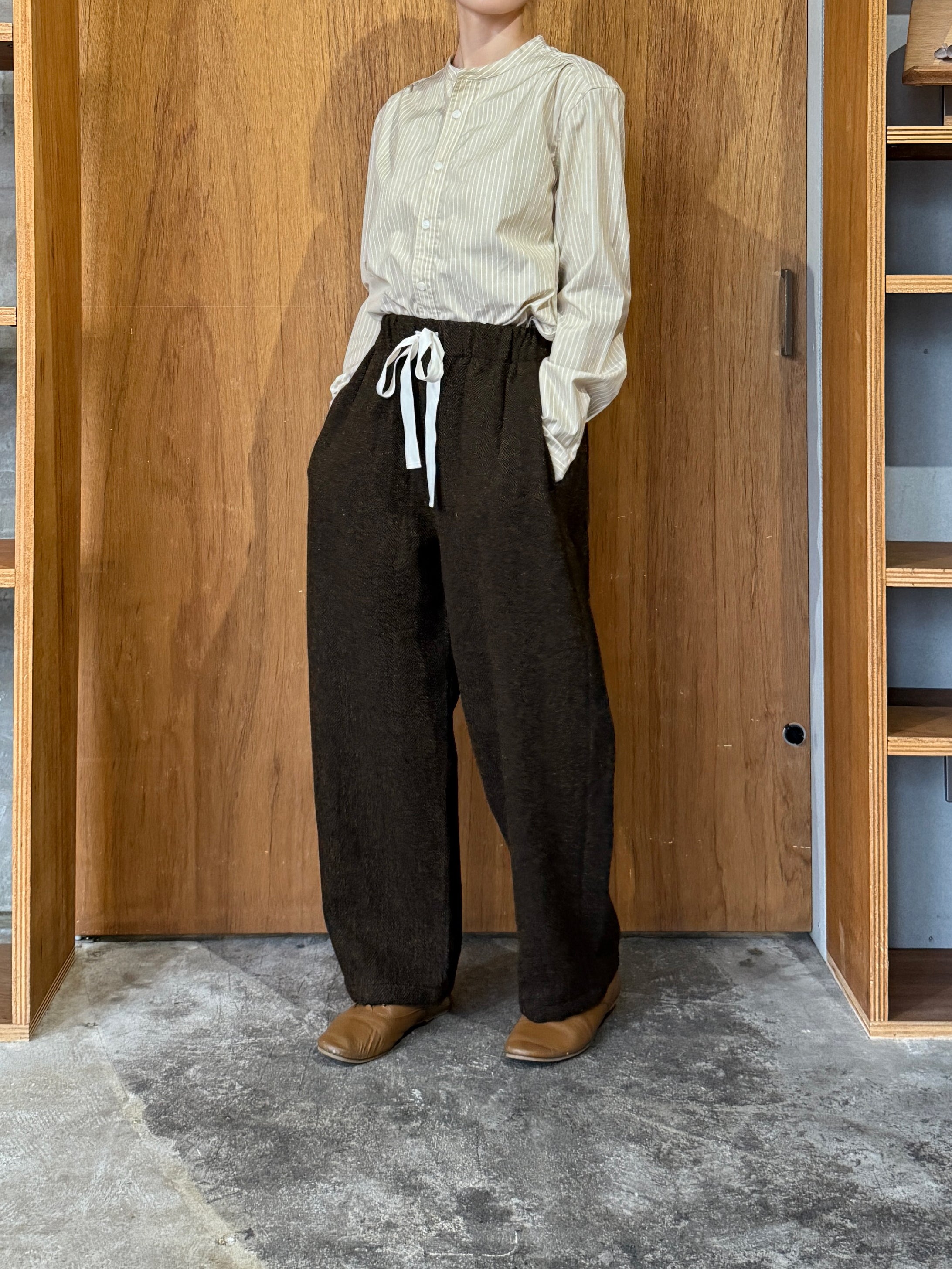 TISSU / オリジナルウールヘリンボン バルーンPT（ブラウンヘリンボン）