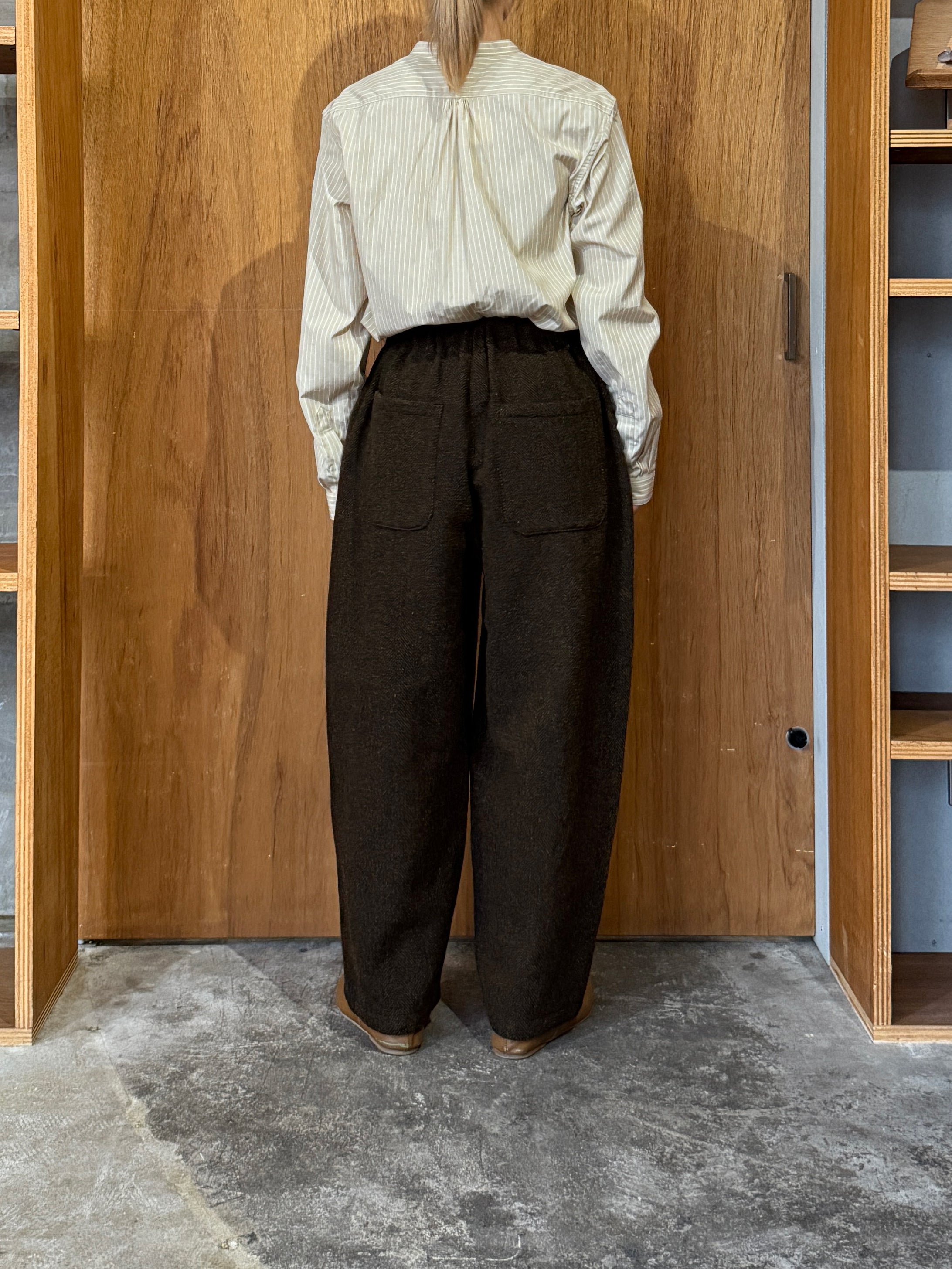 TISSU / オリジナルウールヘリンボン バルーンPT（ブラウンヘリンボン）