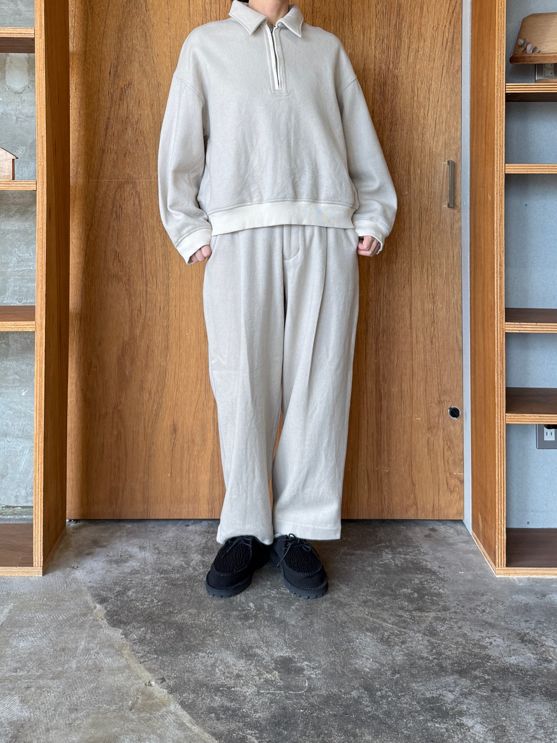 TISSU / カシミヤビーバー ハーフジップブルゾン（ベージュ）