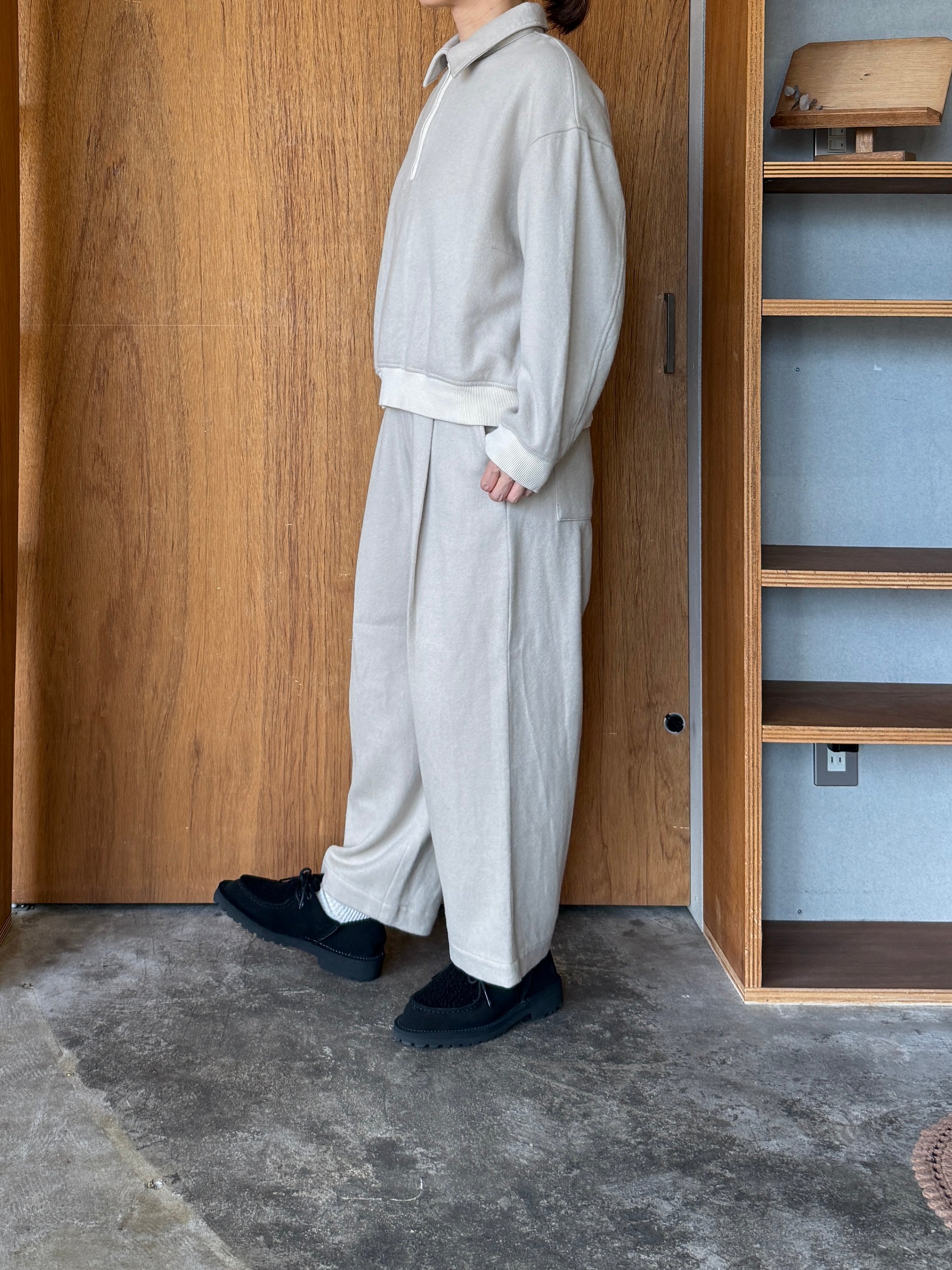 TISSU / カシミヤビーバー ハーフジップブルゾン（ベージュ）