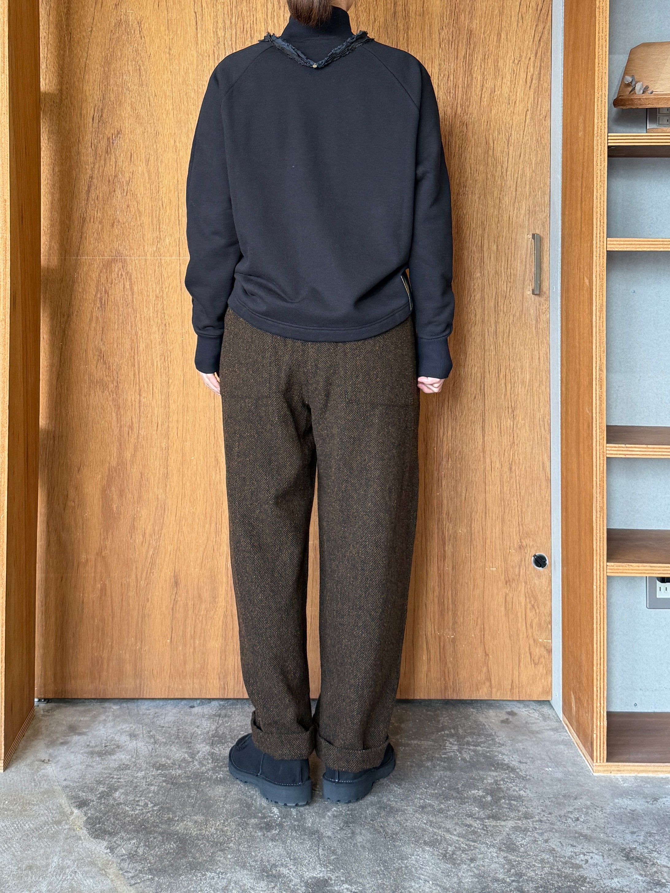 TISSU / オリジナルウールヘリンボン タックストレートPT（ブラウンヘリンボン）