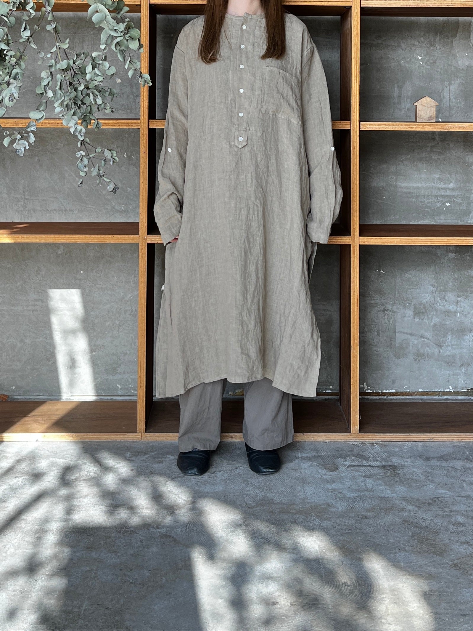 Re arrival!! Vlas Blomme / Washed 60/1 Line カフタンロングシャツ