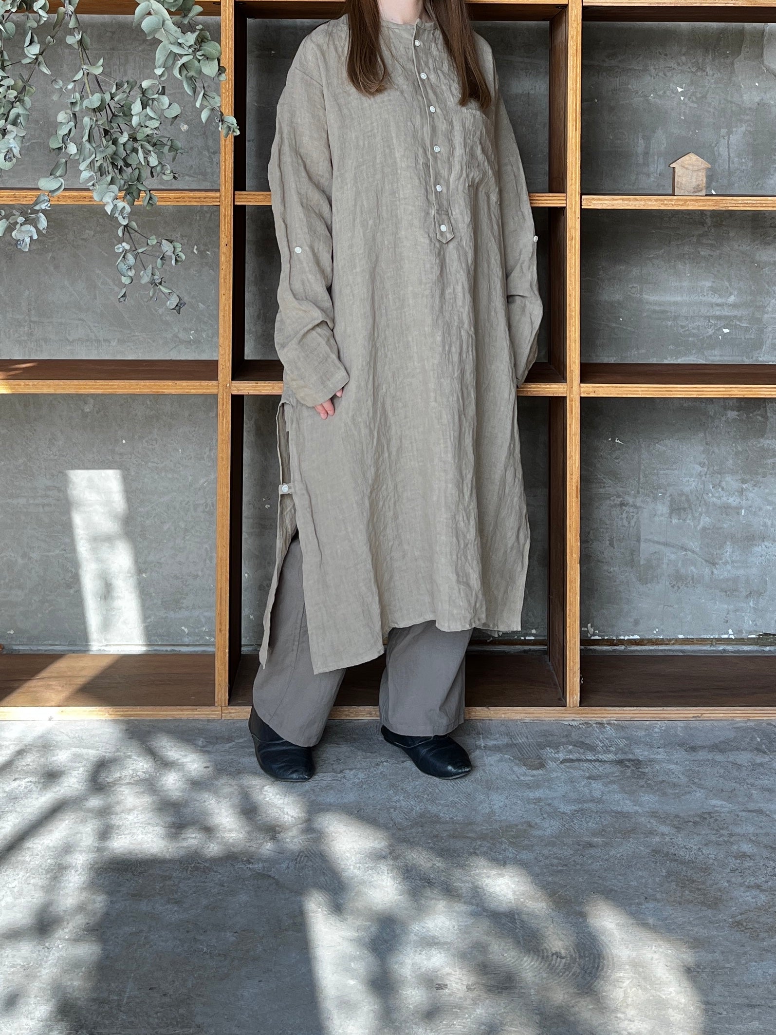 Re arrival!! Vlas Blomme / Washed 60/1 Line カフタンロングシャツ