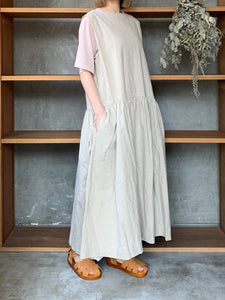 【SALE】ROBE de PEAU / SLEEVELESS CANVAS ONE PIECE (NATURAL)