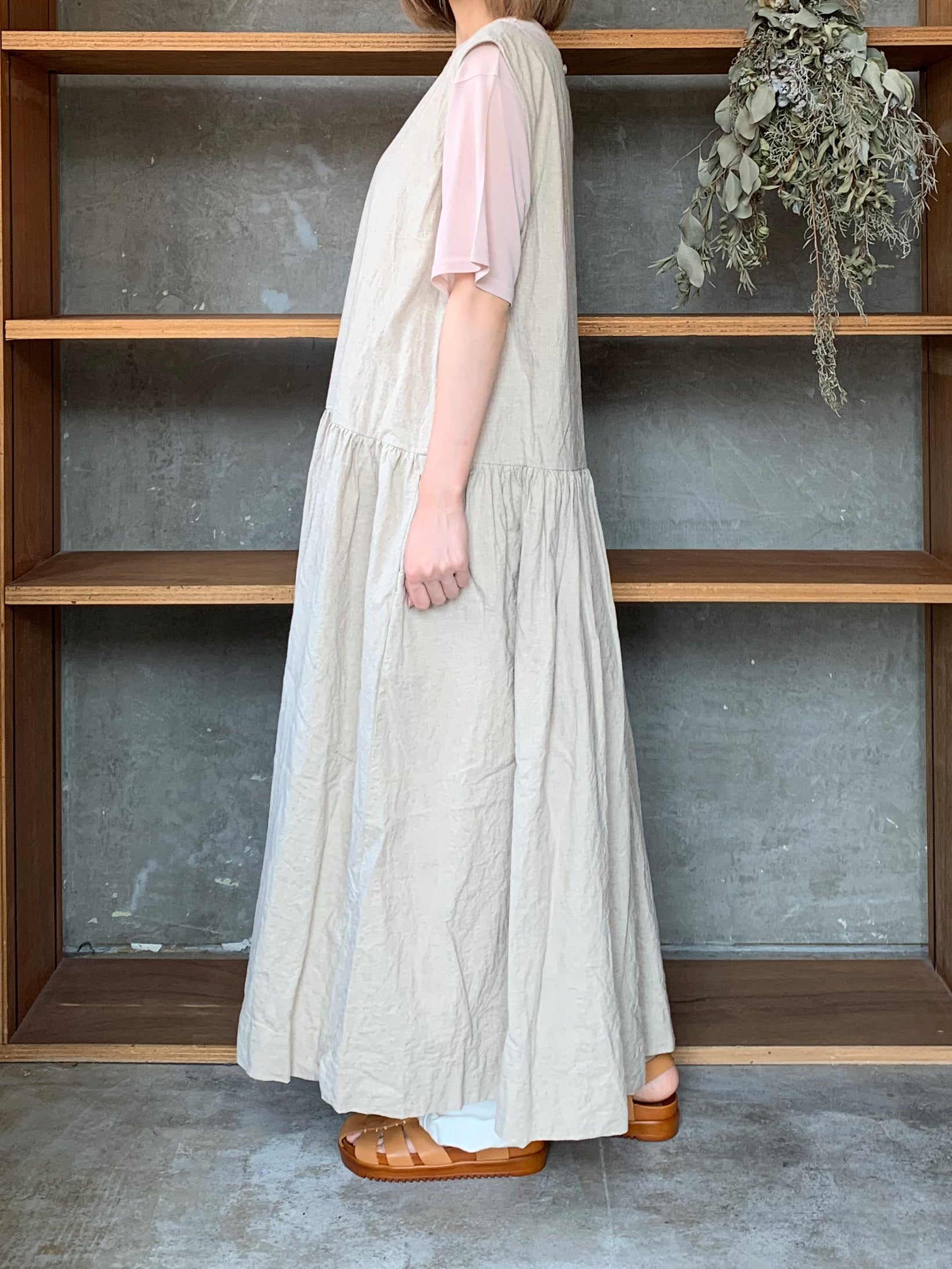 【SALE】ROBE de PEAU / SLEEVELESS CANVAS ONE PIECE (NATURAL)