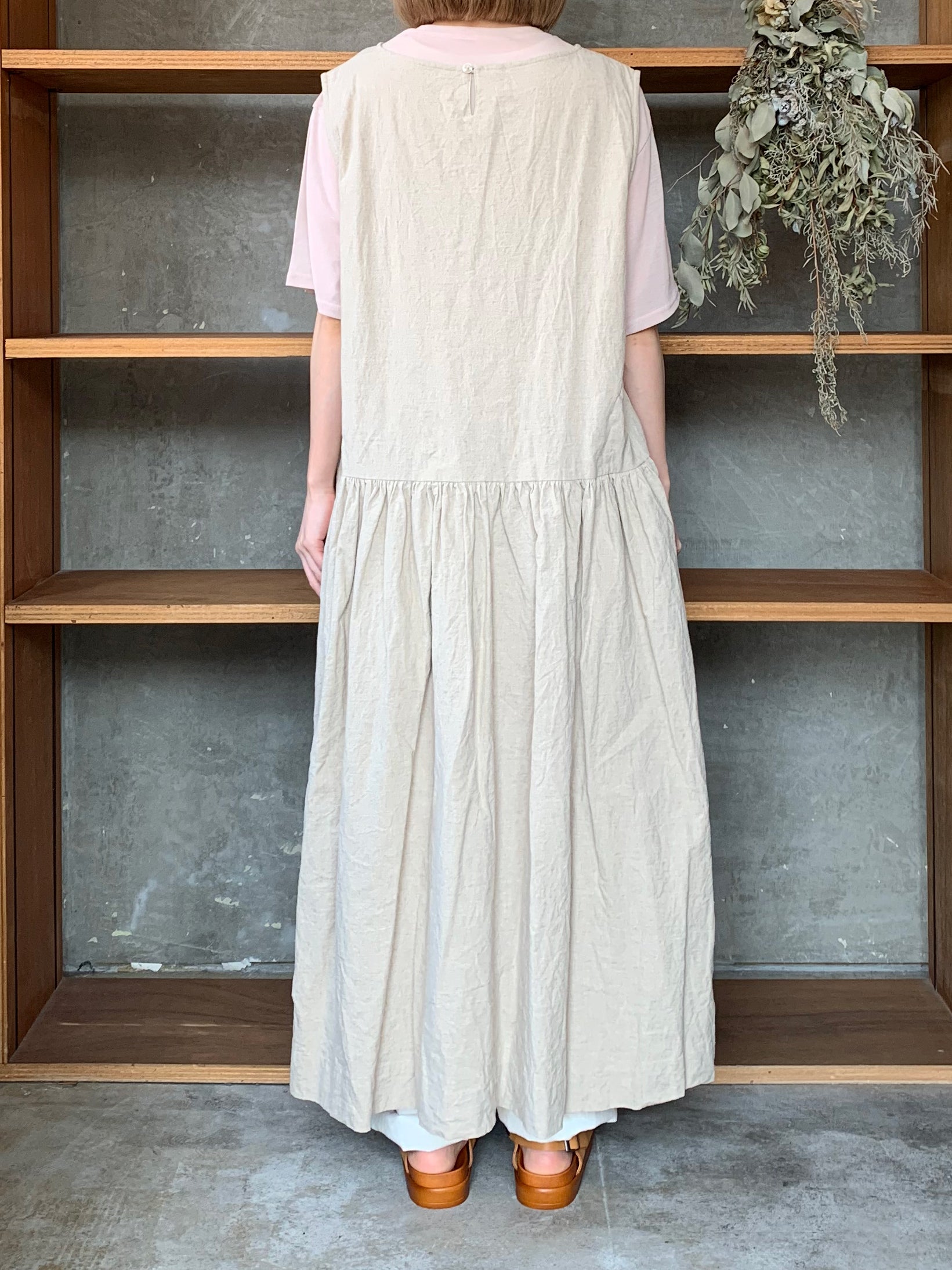 【SALE】ROBE de PEAU / SLEEVELESS CANVAS ONE PIECE (NATURAL)