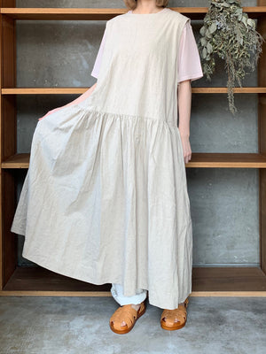 【SALE】ROBE de PEAU / SLEEVELESS CANVAS ONE PIECE (NATURAL)