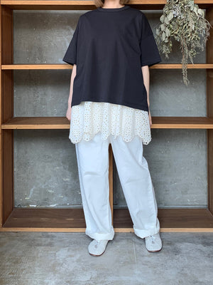 【SALE】tumugu / カットワークレース 2wayノースリチュニック（IVORY）