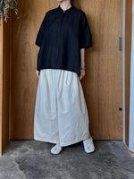 Vlas Blomme / Cotton Ramie Lawn ワイドシャツ (Black)