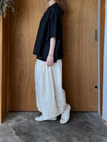 Vlas Blomme / Cotton Ramie Lawn ワイドシャツ (Black)