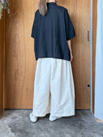 Vlas Blomme / Cotton Ramie Lawn ワイドシャツ (Black)