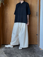 Vlas Blomme / Cotton Ramie Lawn ワイドシャツ (Black)