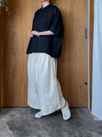 Vlas Blomme / Cotton Ramie Lawn ワイドシャツ (Black)