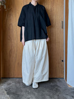 Vlas Blomme / Cotton Ramie Lawn ワイドシャツ (Black)