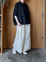 Vlas Blomme / Cotton Ramie Lawn ワイドシャツ (Black)