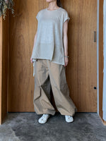 Vlas Blomme / Linen Plainstitch シルケット 裾切替え フレンチスリーププルオーバー (Flax)