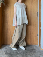 Vlas Blomme / Linen Plainstitch シルケット 裾切替え フレンチスリーププルオーバー (Flax)
