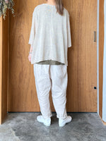 Vlas Blomme / Linen Plainstitch シルケット 裾切替え フレンチスリーププルオーバー (Olive)