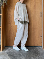 Vlas Blomme / Linen Plainstitch シルケット 裾切替え フレンチスリーププルオーバー (Olive)