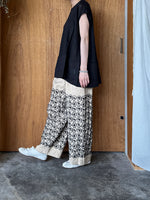 Vlas Blomme / Linen Plainstitch シルケット 裾切替え  フレンチスリーププルオーバー (Black)