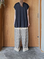 Vlas Blomme / Linen Plainstitch シルケット 裾切替え  フレンチスリーププルオーバー (Black)