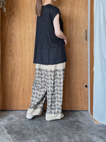 Vlas Blomme / Linen Plainstitch シルケット 裾切替え  フレンチスリーププルオーバー (Black)
