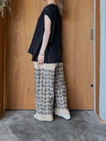Vlas Blomme / Linen Plainstitch シルケット 裾切替え  フレンチスリーププルオーバー (Black)