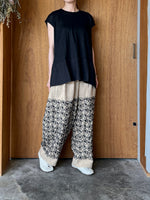 Vlas Blomme / Linen Plainstitch シルケット 裾切替え  フレンチスリーププルオーバー (Black)