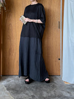 Vlas Blomme / Linen Plainstitch シルケット 後ろ切り替え 半袖プルオーバー (Black)