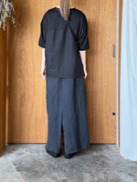Vlas Blomme / Linen Plainstitch シルケット 後ろ切り替え 半袖プルオーバー (Black)