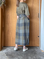 Vlas Blomme / Linen Plainstitch シルケット 後ろ切り替え 半袖プルオーバー (Olive)