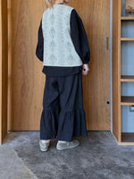 UNIVERSAL TISSU /  綿麻起毛ツイル ギャザースリーブブラウス（クロ）