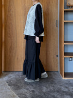 UNIVERSAL TISSU /  綿麻起毛ツイル ギャザースリーブブラウス（クロ）